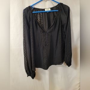 L'Agence Size XS Silk Blend Sheer Black Blouse